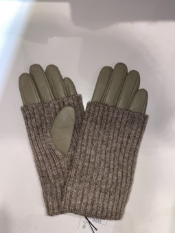 Day Leather Knit Glove Beige